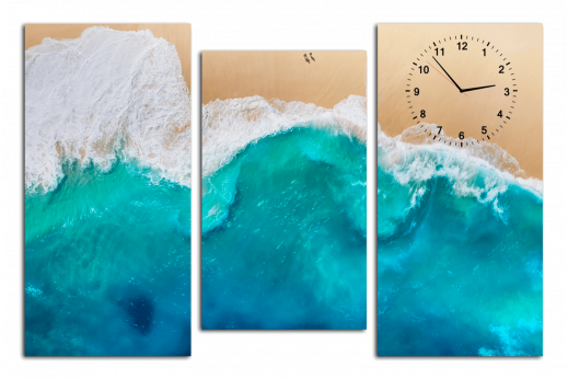 Модульная картина с часами Волна